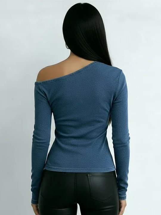Casual And Sexy Off-the-shoulder Denim Top