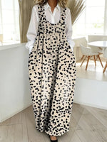 Women's Abstract Dot Pattern Art Print Casual Cotton Denim Dress