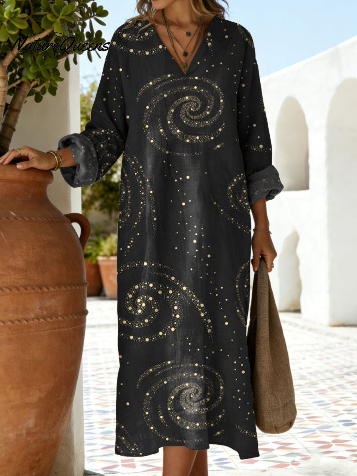 Women's Floral Pattern Art Print Casual Cotton Dress