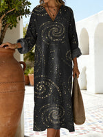 Women's Floral Pattern Art Print Casual Cotton Dress