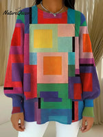 Women's VintageGeometric ArtArt Print Casual Knitted Sweater