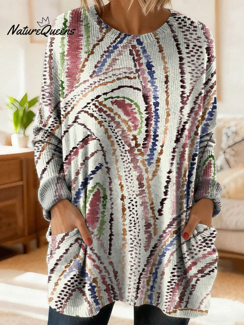 Women's Lovely Floral Flowers Pattern Art Print Casual Cotton Knitted Sweater