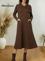Women's Cozy Long-sleeved Cotton Dress
