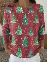 Women's Christmas Tree Casual Printed Sweater