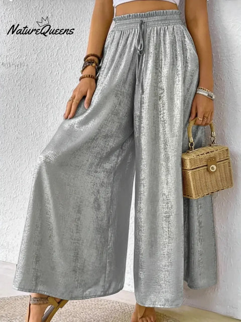 Women's Shiny Satin Wide-leg Pants