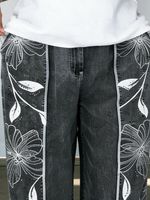 Cozy Artistic Floral Print Jeans