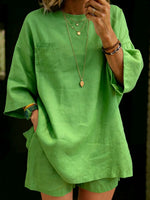 Cozy Loose-fit Cotton-linen Two-piece Set