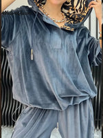 Women's Velvet Hooded Sweatshirt And Pants Two-piece Set