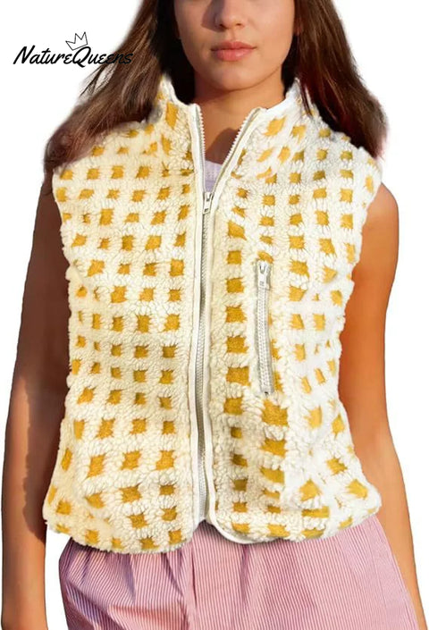 Women's Waffle Fleece Casual Sleeveless Vest