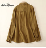 Women's Patchwork Lace Trim Linen And Cotton Pleated Shirt