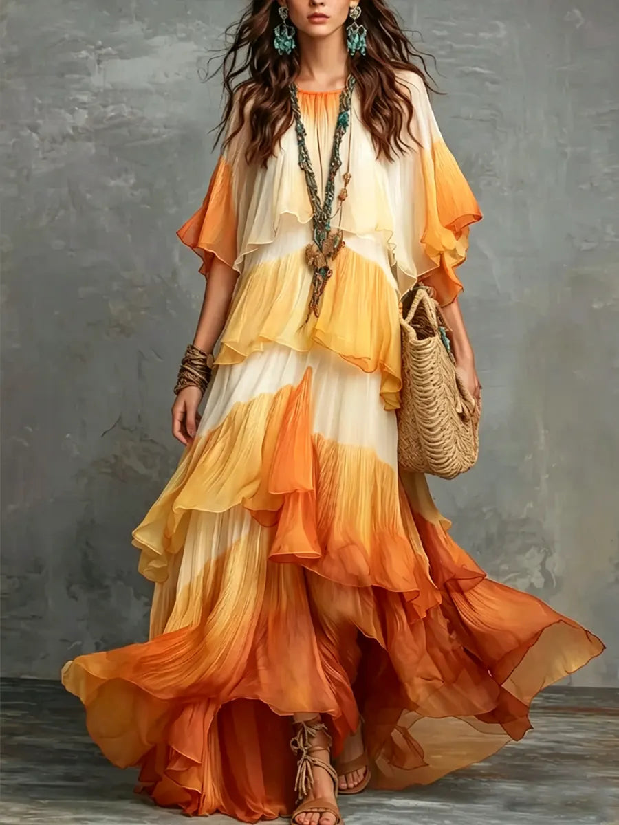 Women's Gradient Layered Long Dress