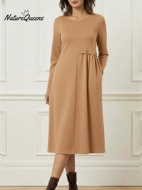 Women's Cozy Long-sleeved Cotton Dress
