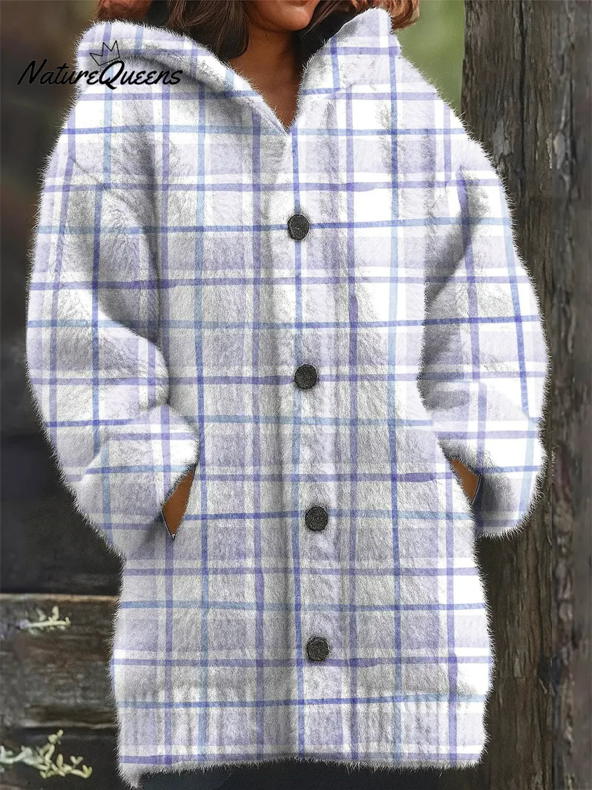 Minimalist Stripes Printed Knit Hoodie