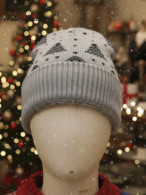 Retro Christmas Fleece-lined Christmas Tree Wool Hat