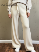 Casual Soft Solid Color Knit Straight-leg Pants