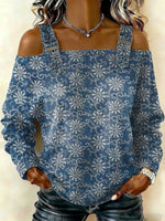 Women‘s Vintage Flower Pattern Art Print Casual CottonShirt