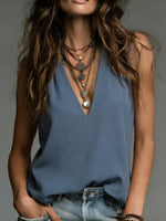 Women's Cozy Minimalist Solid-color 100% Cotton V Collar Shirt