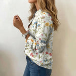 Women's Floral Print V-neck Cotton Top