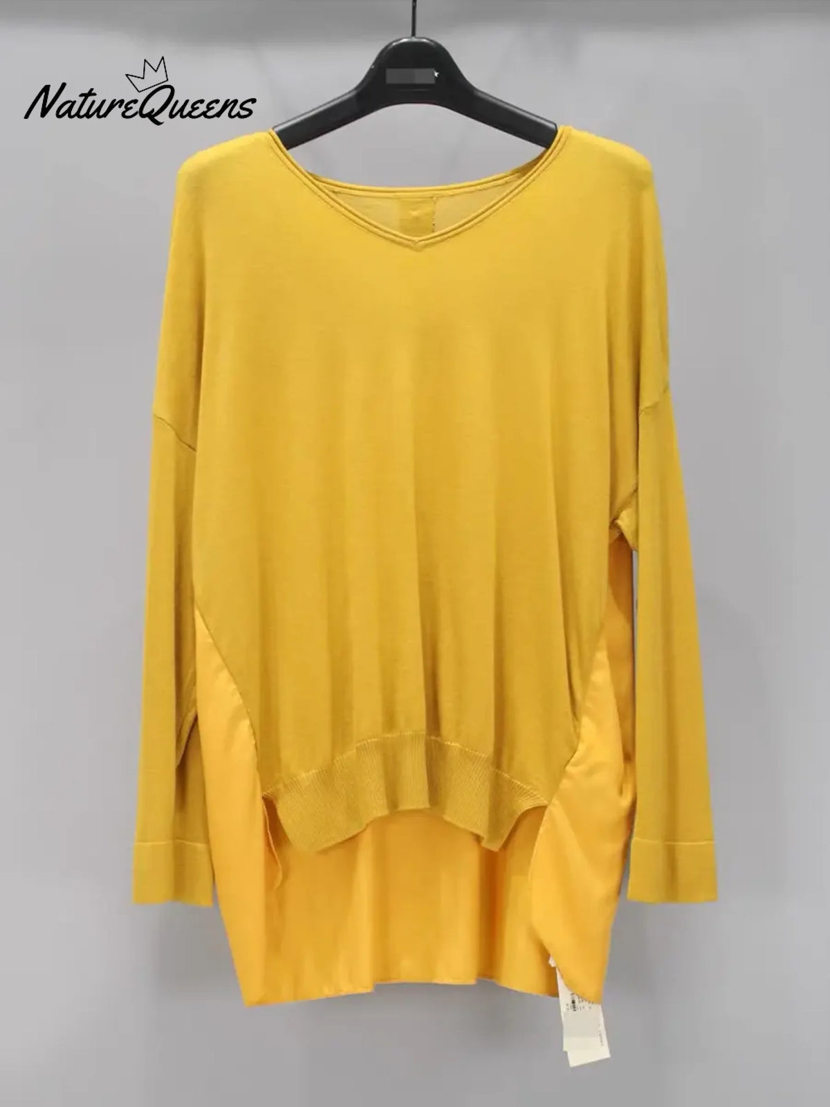 Women's Casual Patchwork Satin V-neck Sweater