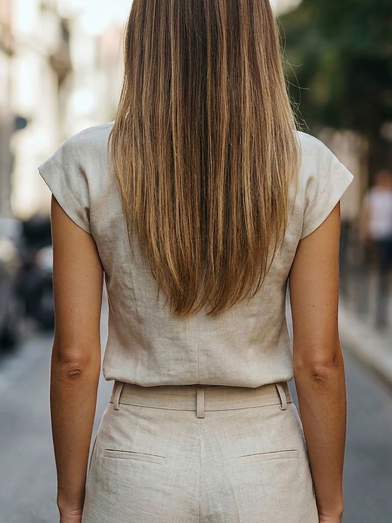 Camisa sencilla y clásica de lino y algodón.