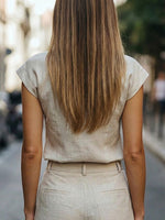 Camisa sencilla y clásica de lino y algodón.