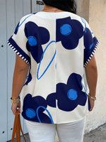 Top casual de manga corta con estampado floral para mujer