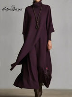 Women's Elegant High-neck Double-layered Hem Dress