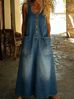 Women's Casual Denim Cotton Sleeveless Dress