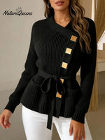 Women's Solid Color Cardigan Collar Long Sleeve Casual Loose Knit Top