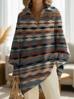 Women's Retro Horizontal Stripes Casual Loose-fitting Knitted Pullover Sweater