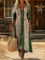 Women's Geometric Art Print Casual Cotton Dress