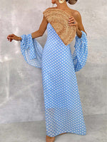 Women's Polka Dot Art Casual Comfortable Dress And Shawl