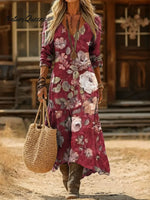 Women's Floral Pattern Art Print Casual Cotton Dress