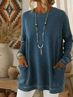 Casual Cozy Loose Denim Cotton Pocket Top