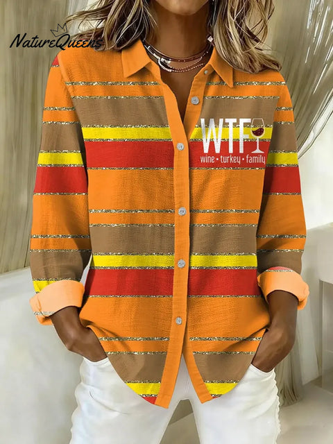 Women's Plaid Turkey Pattern Art Print Casual Cotton Shirt