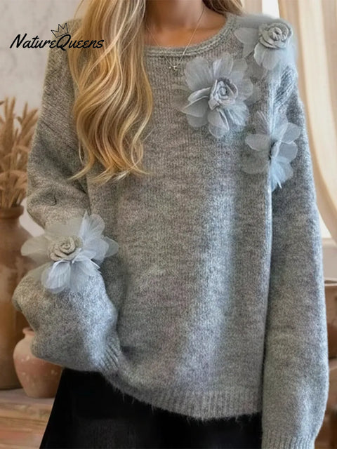 Fairyland Flower Decoration Cozy Pullover Sweater