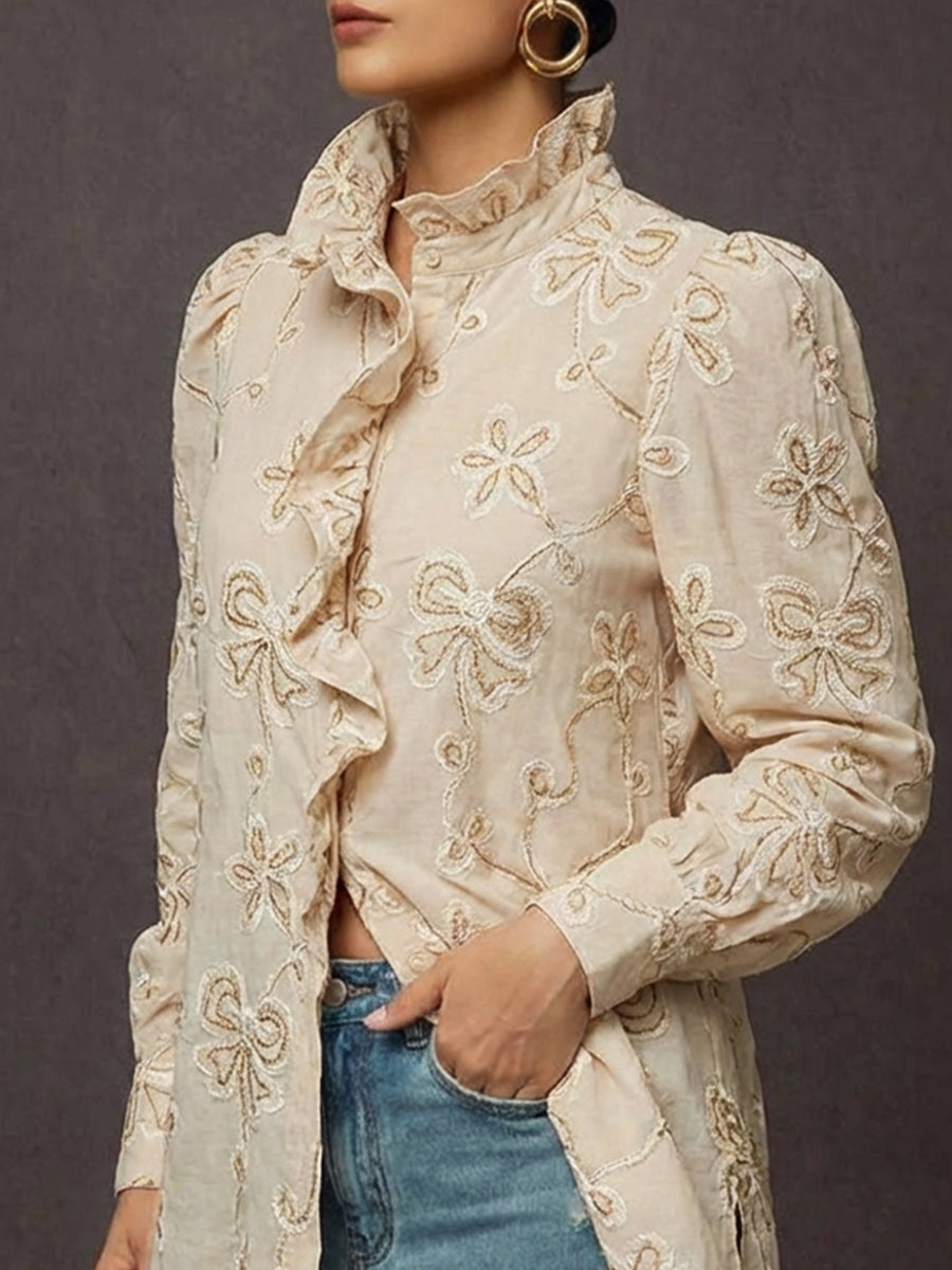 3d Embroidered Ruffled Shirt