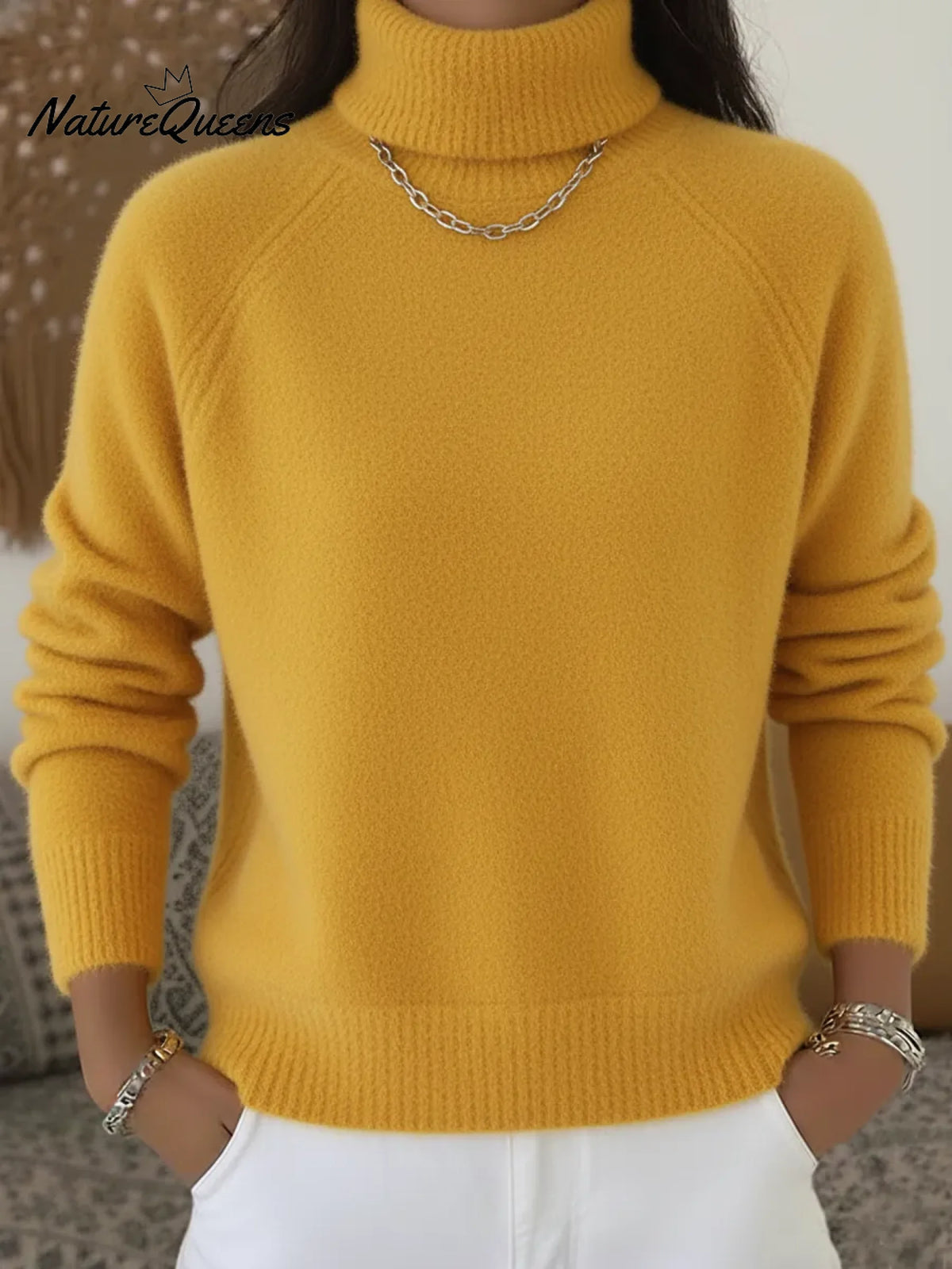 Cozy Casual Solid Color Turtleneck Sweater Top