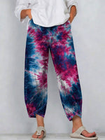 Women's Vintage Nationality Pattern Art Prints Casual Denim Cotton Pants