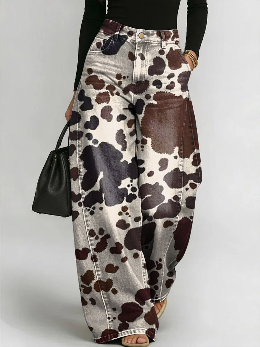 Women's Vintage Print Casual Straight-leg Pants