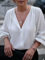 Effortless Elegance Lantern Sleeve Button-up Shirt