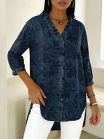 Elegant Floral Decorative Patterns Women's Casual V Collar Shirt