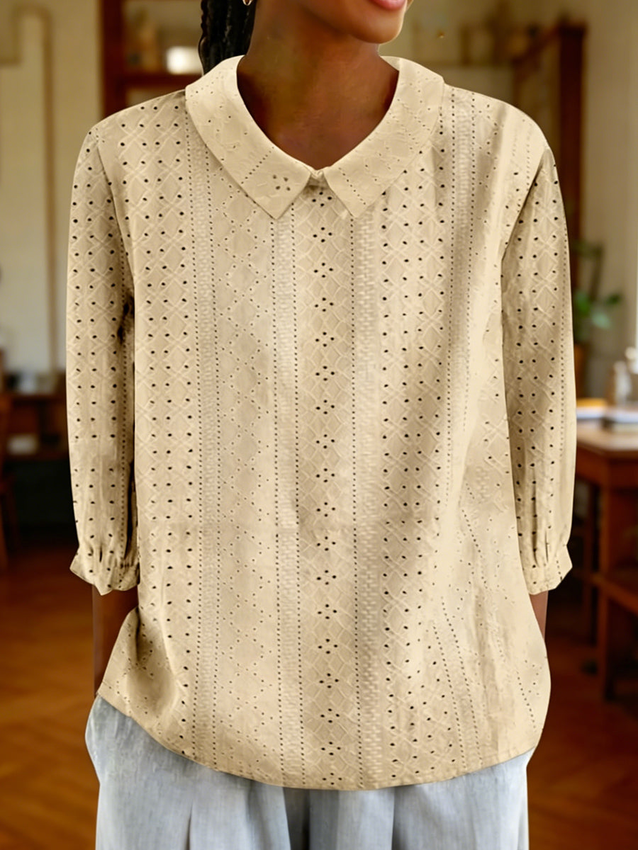 Women's Collared Three-quarter Sleeve Top