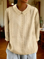 Women's Collared Three-quarter Sleeve Top