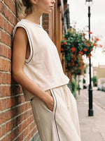 Casual Fashion Sporty Breathable Cotton Crew-Neck Top And Pants Set