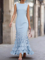 Women's Solid-color Round-neck Sleeveless Slim-fit Casual Dress