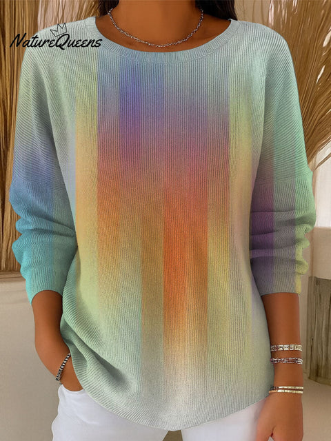 Women's Color Gradient Casual Pullover Sweater