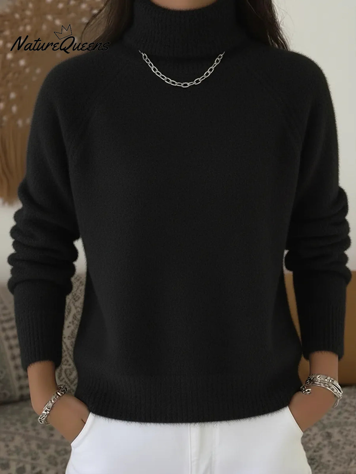 Cozy Casual Solid Color Turtleneck Sweater Top