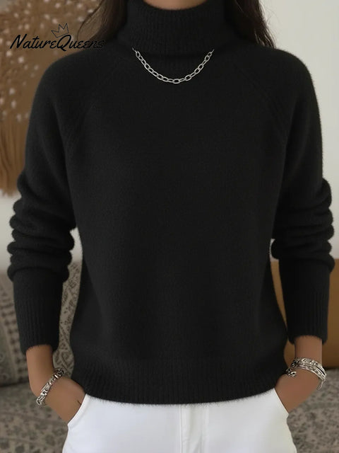 Cozy Casual Solid Color Turtleneck Sweater Top