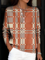 Women's VintageGeometry Pattern Art Print Buttoned Cardigan Sweater